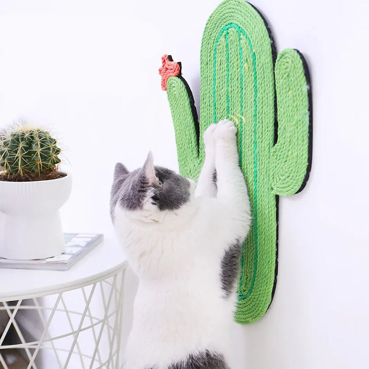 Cat cactus and fish sisal scratching mat, wall or floor mounted, for playful pet scratch relief