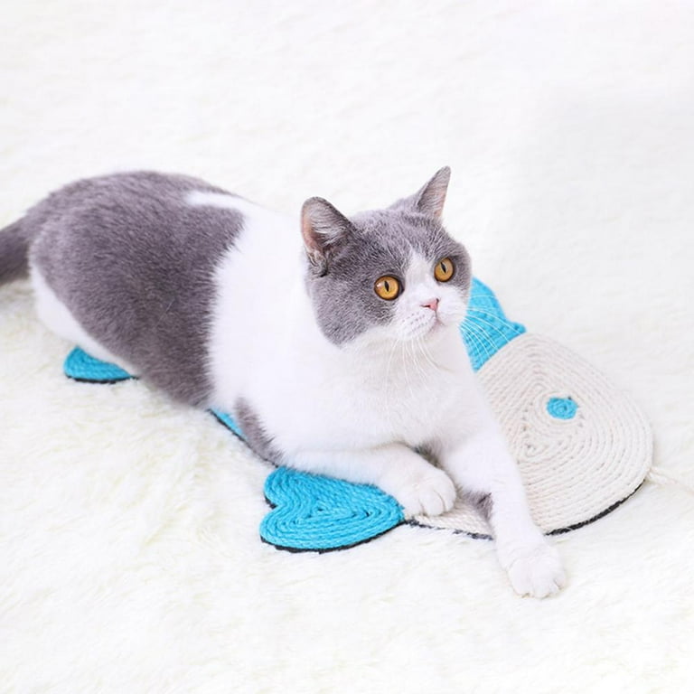 Versatile cat scratching mat, sisal cactus and fish design, suitable for any wall or floor in pet homes