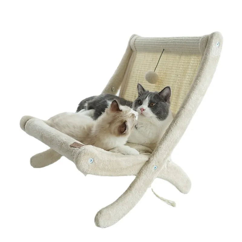Pet furniture: Cat deckchair with durable scratching surface, an ideal feline lounge for rest and play