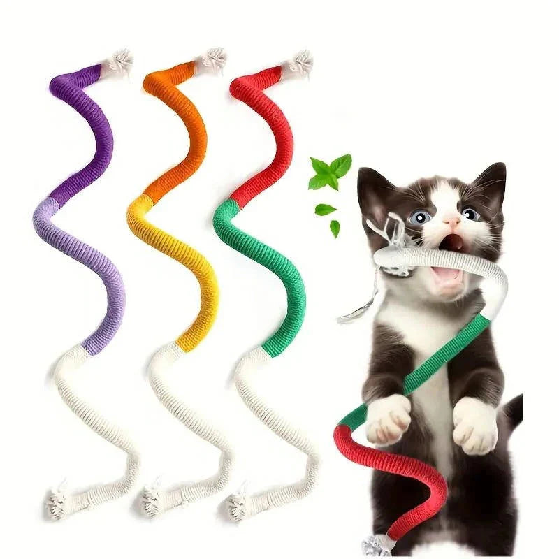Cat dental chew rope toy with gallfruit, promoting healthy teeth for kittens