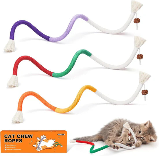 Feline dental health: unique gallfruit chew rope toy for cats and kittens