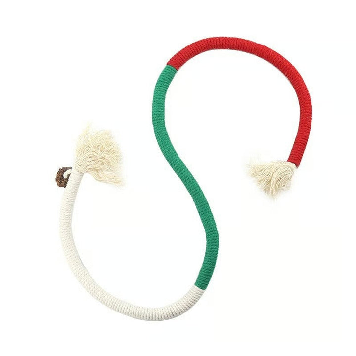 Cat dental rope toy featuring gallfruit, promoting plaque removal during play