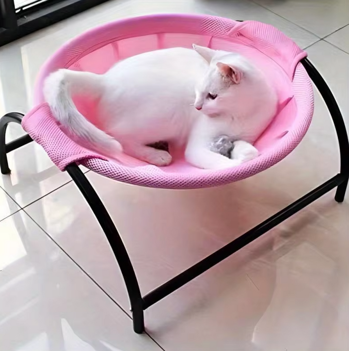 Comfortable cat hammock with durable metal frame, perfect cat accessory for rest