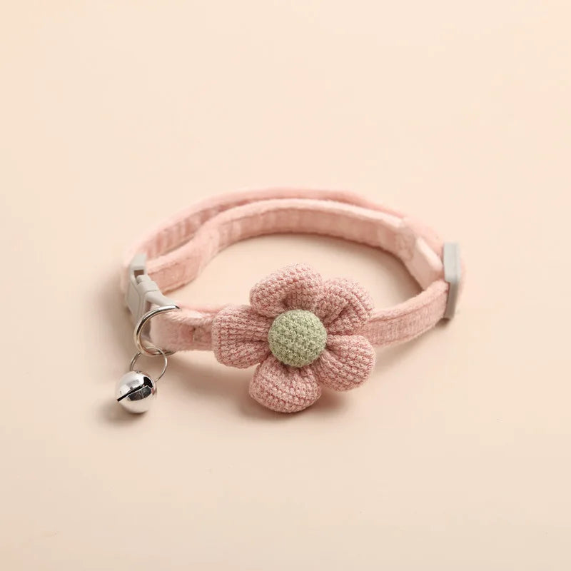 Pet accessory: adjustable floral cat collar with a secure D-ring for leash attachment
