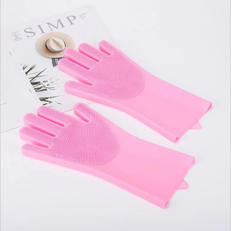 Anti-scratch silicone grooming gloves, essential feline bath & grooming tool