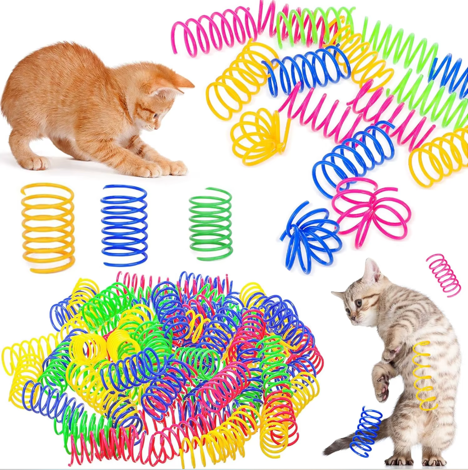 Cat interactive colorful spiral feather toy for kitten enrichment and active play, pet supplies