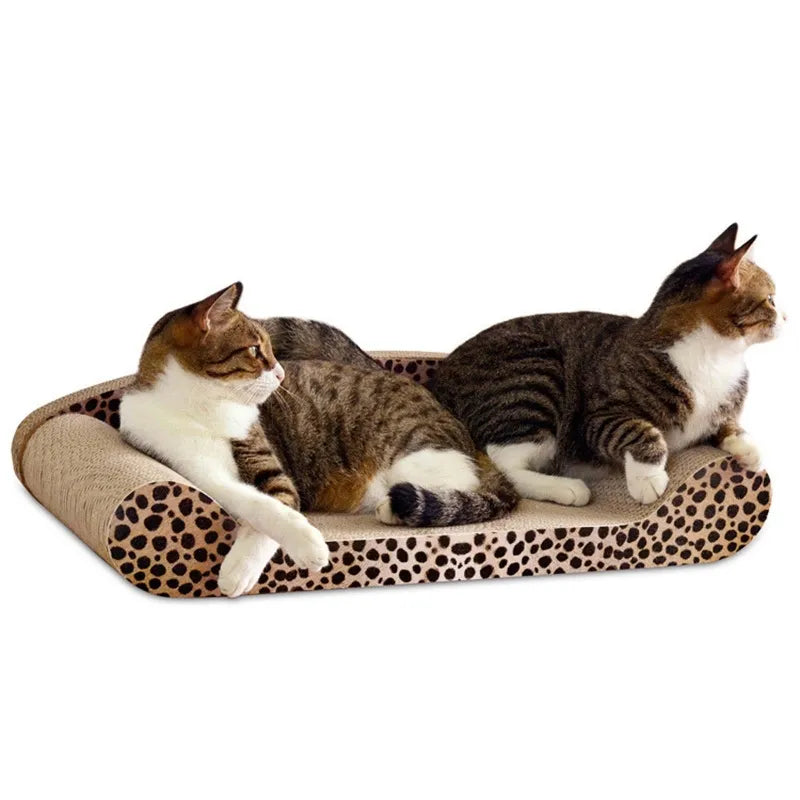 Stylish leopard print cat mat for scratching and resting, an essential pet supply for cat owners.