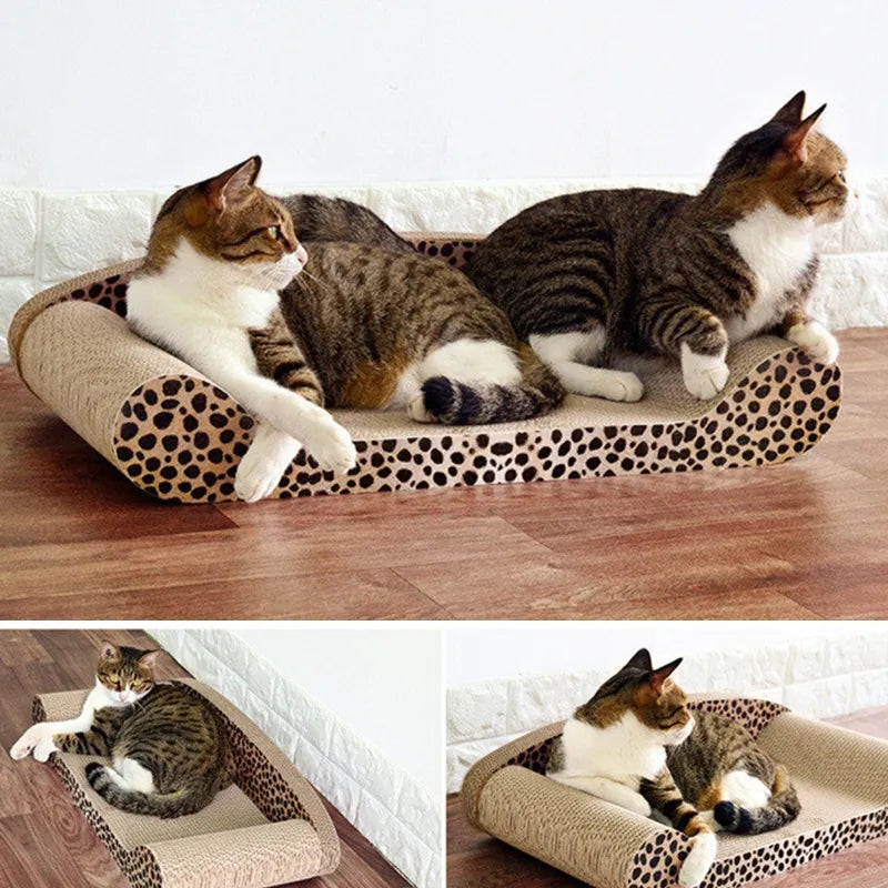 Top-down view of the oblong leopard cat scratching mat, perfect for cats to stretch and relax.