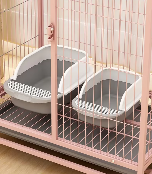 Top-down view of durable cat litter tray, ample space for feline use, pet supplies