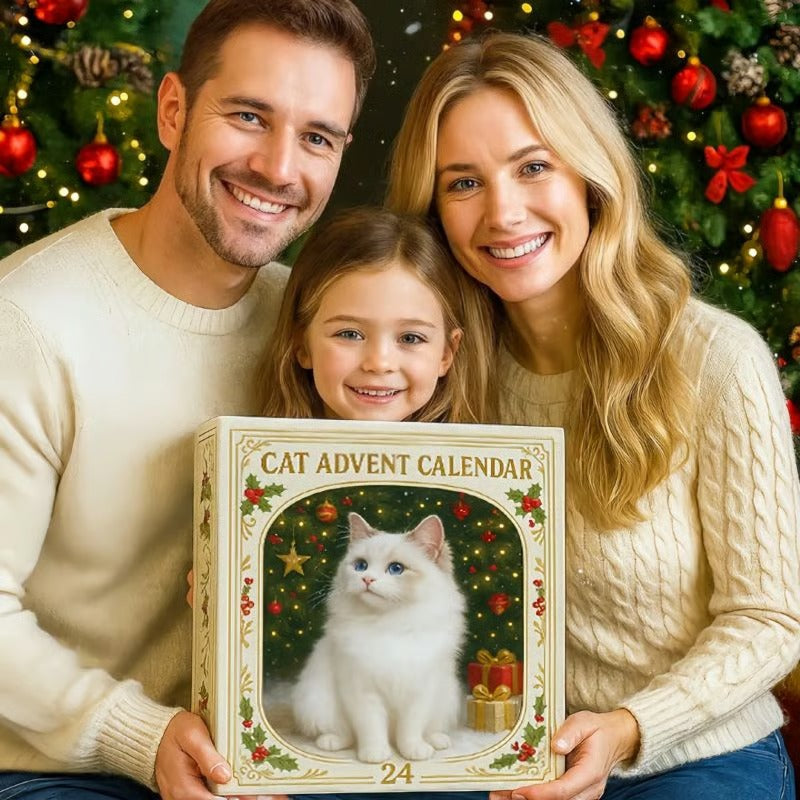 Handmade Cat Lovers Advent Calendar with animal figurines, perfect Christmas pet supplies