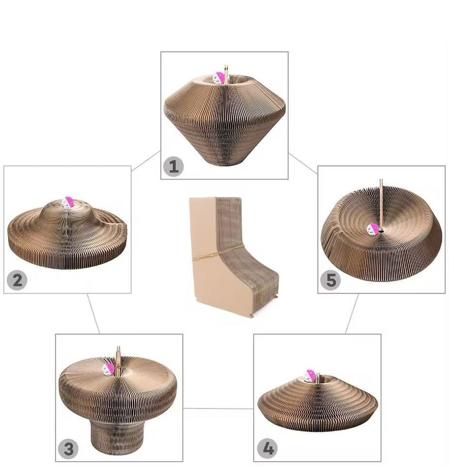 A cat enjoying the Multi-functional Scratching Play Bed, offering a cat toy and lounging spot.