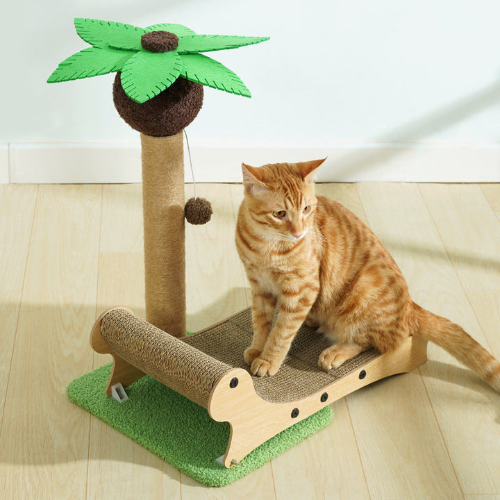 Cat Palm Tree Scratcher with Sun Lounger, sisal scratching post for cat play