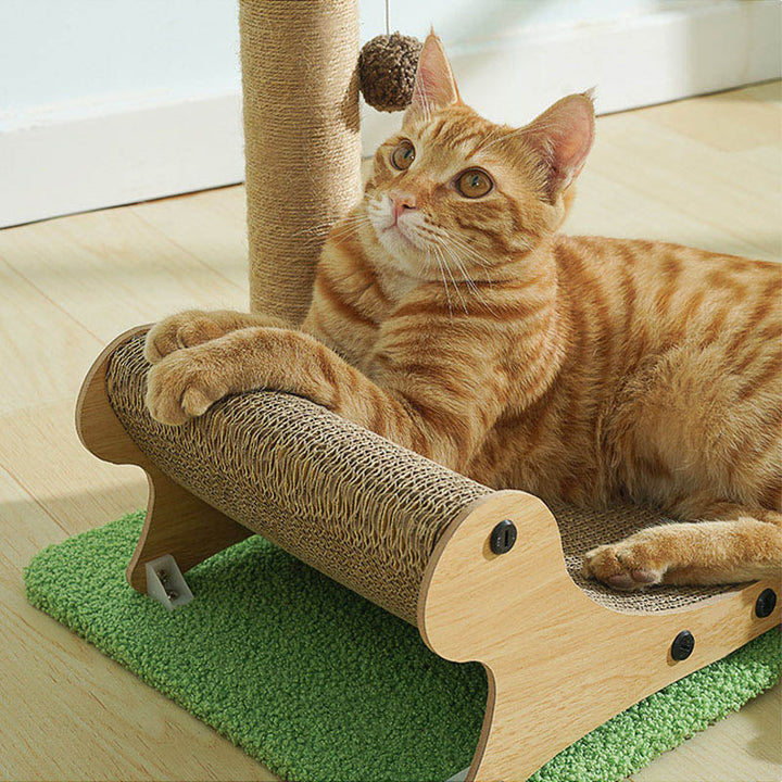 Kitten accessory: Cat Palm Tree Scratcher with cozy sun lounger for rest and play