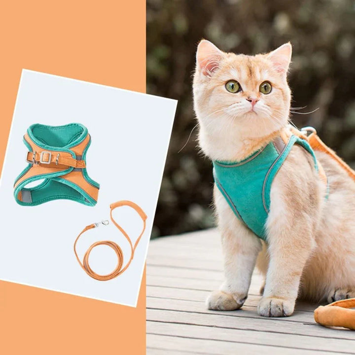 Reflective cat safety harness for outdoor cat adventures and secure walks
