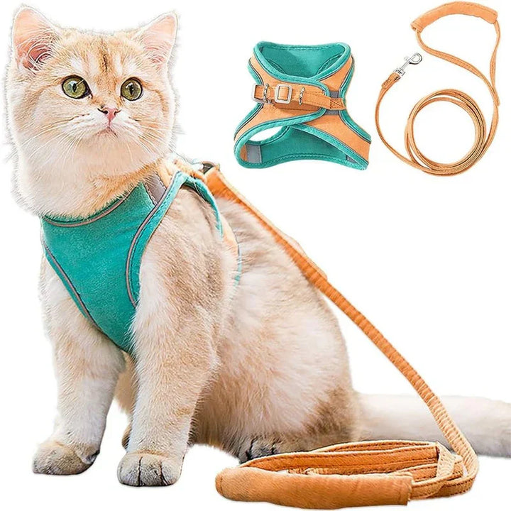 Adjustable cat harness for secure and comfortable outdoor use, reflective pet gear