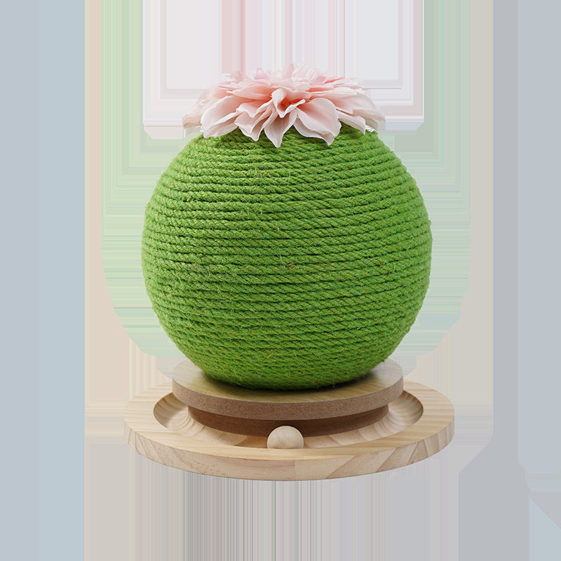 Durable cat scratching post, 3-tier cactus design, sisal surface, integrated cat toy.