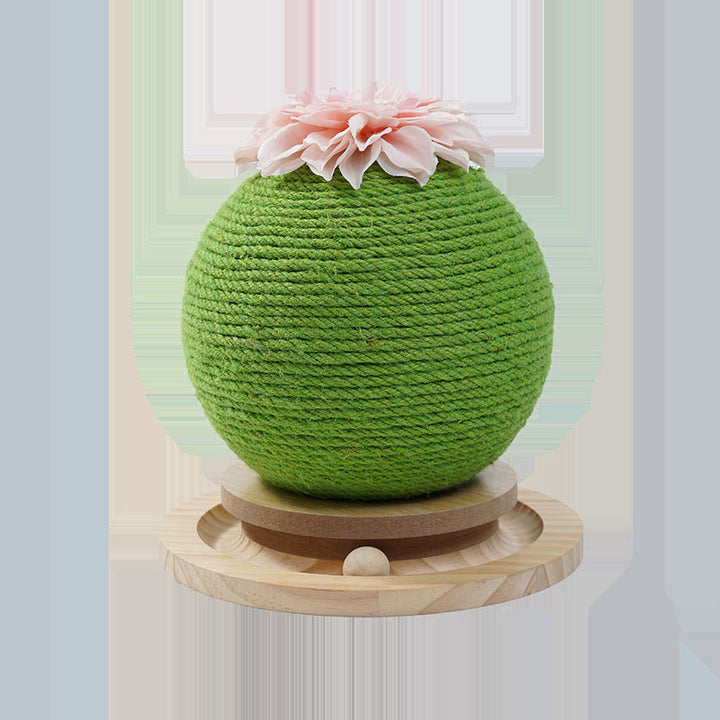 Durable cat scratching post, 3-tier cactus design, sisal surface, integrated cat toy.