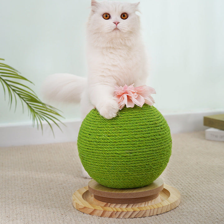 Pet accessory: tall cat scratching cactus tower with sturdy base and sisal for claw care.
