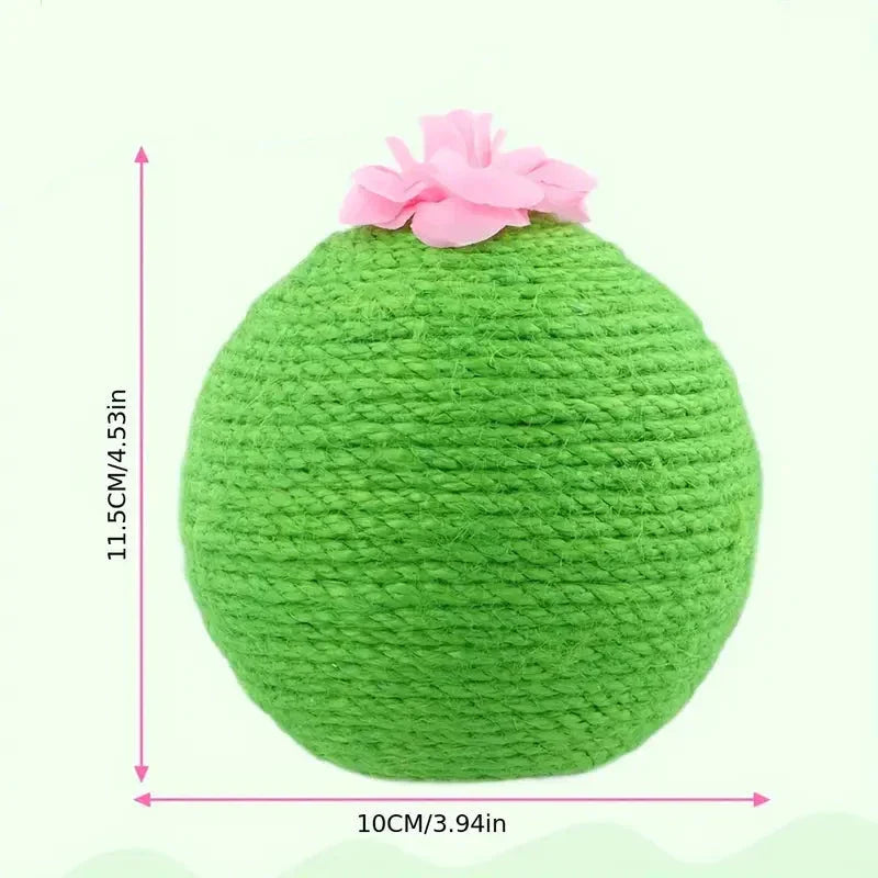Cat entertainment furniture protector, cactus scratcher with fun toy, for active cats.