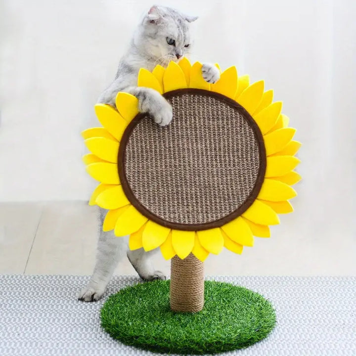 Cat scratching post shaped like a sunflower with sisal rope & sturdy green base for cats, new arrival