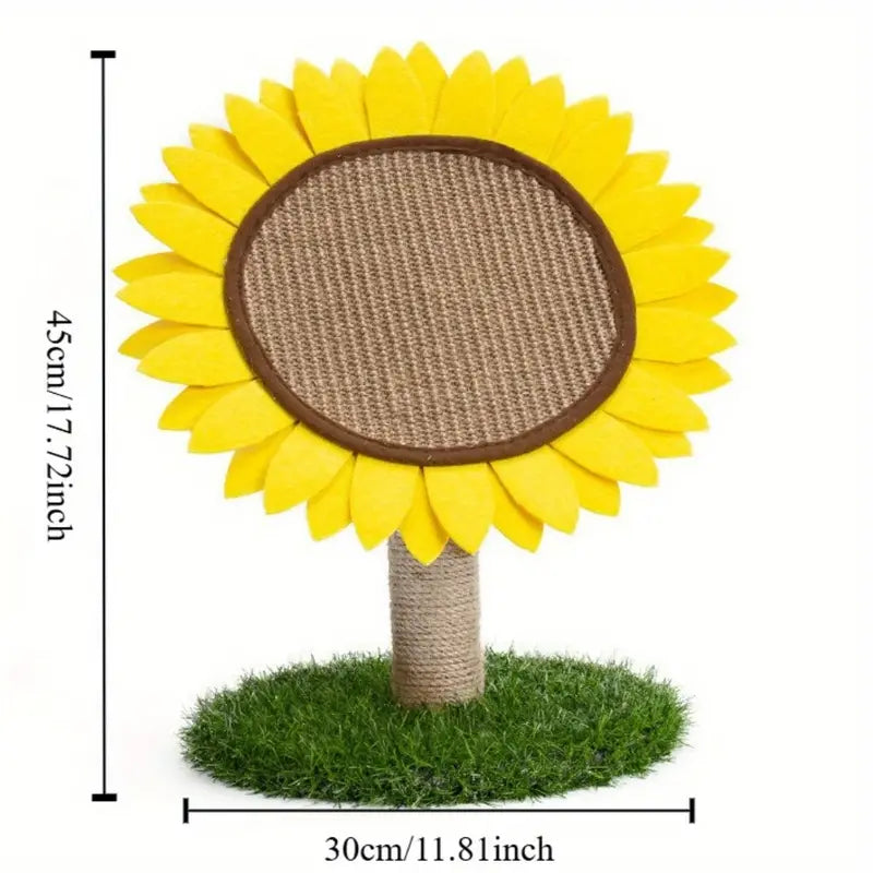Adorable cat gift: a sunflower sisal scratching post with a durable base for feline friends
