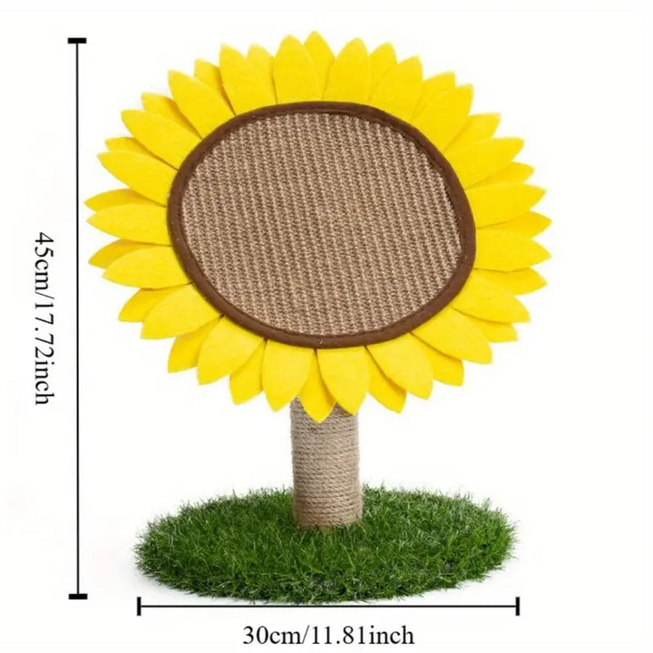 Adorable cat gift: a sunflower sisal scratching post with a durable base for feline friends