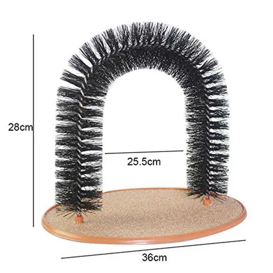 Detailed view of the brush bristles on the cat self-grooming arch massager for effective fur care