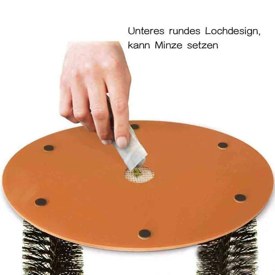 Self-grooming arch massager with a sturdy base, perfect for cats to remove loose fur