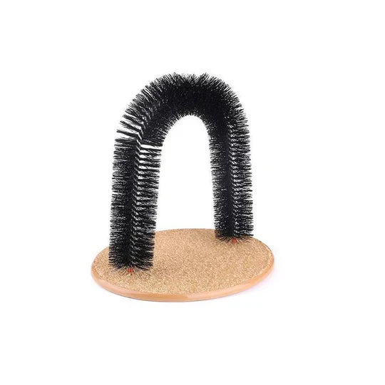 Cat self-grooming arch providing a relaxing massage and aiding in hair removal for pets
