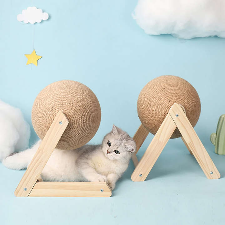 Natural sisal scratch ball, essential cat care item for healthy paws