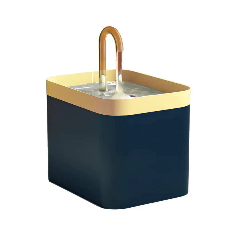 Close-up of 2L cat water fountain with stainless accent and LED indicator for fresh water