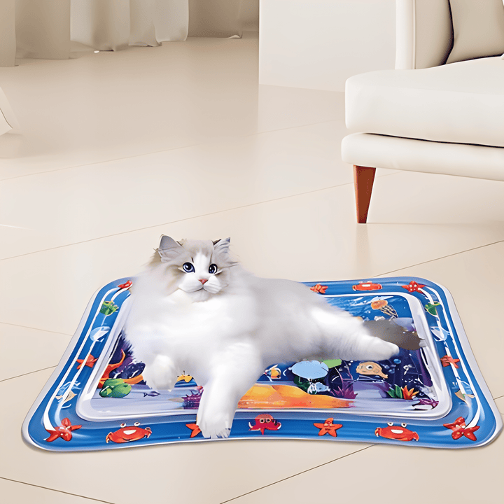 Cat Water Play Mat, interactive pet toy for exercise and fun, durable indoor outdoor design
