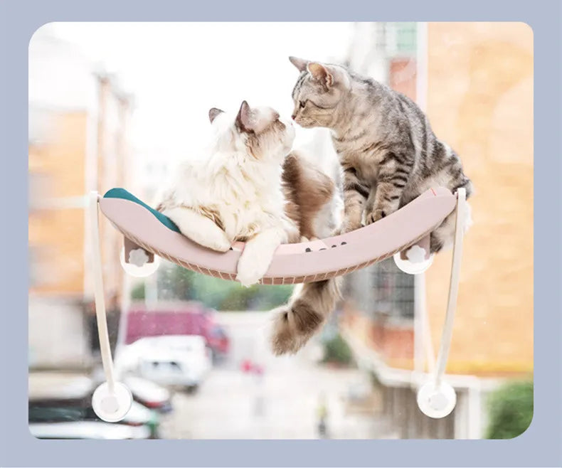 Cat Window Hammock with strong suction cups, offering a cozy napping spot for cats to sunbathe