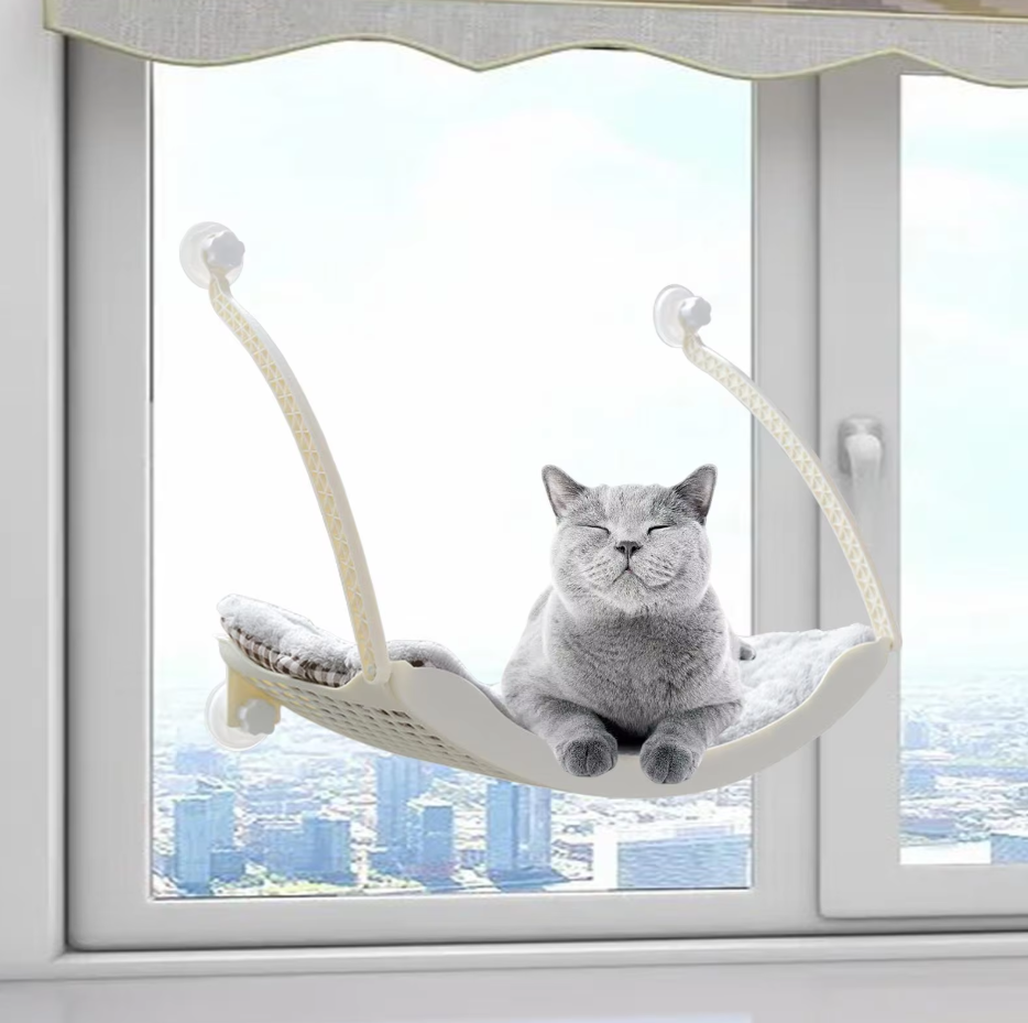 Cat comfort redefined with this durable window perch cat bed, a must-have pet accessory