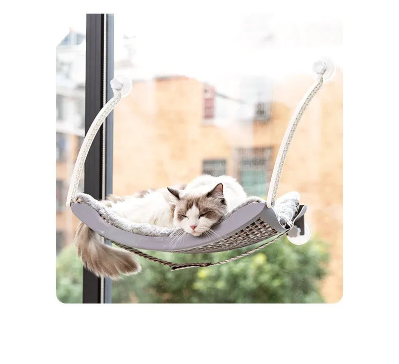 Stable Cat Window Perch, a comfortable sunbathing bed for pets, promoting relaxation