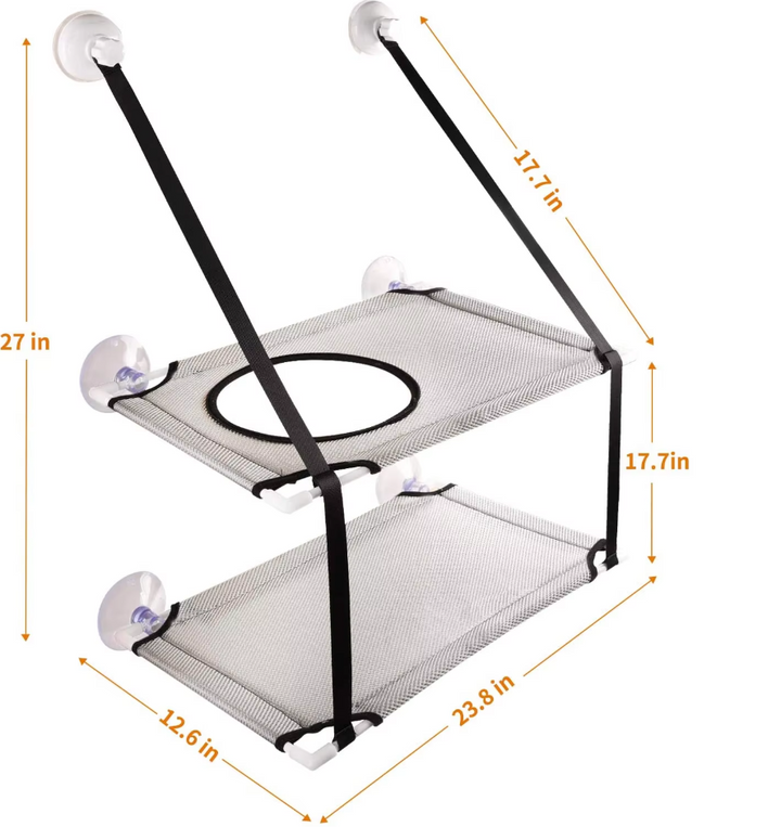Secure cat window furniture with strong suction cups, providing a safe and elevated resting place for pets.