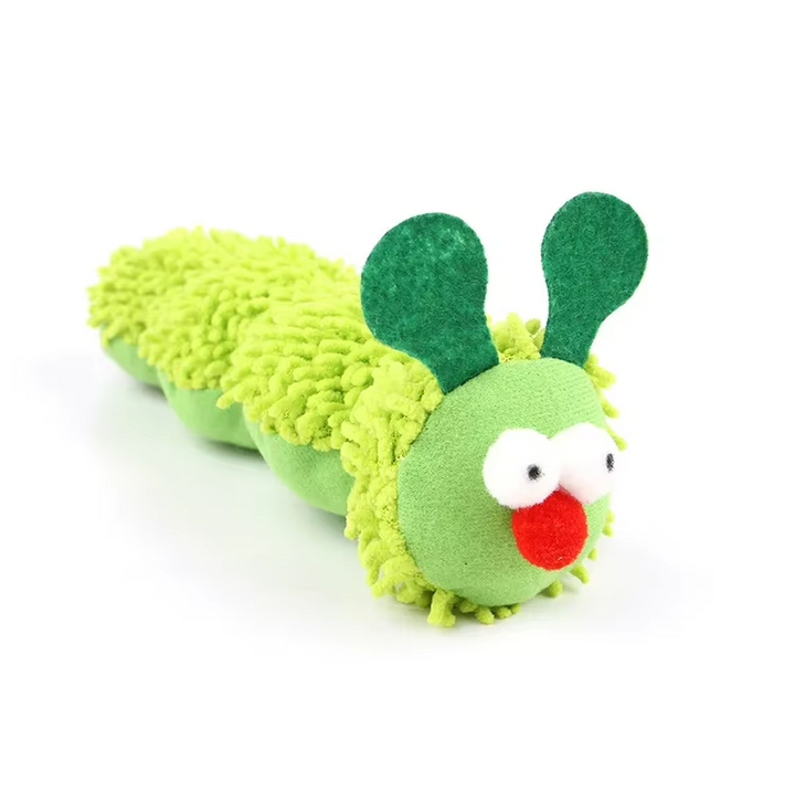 Durable catnip infused plush caterpillar toy, providing lasting entertainment and enrichment for cats