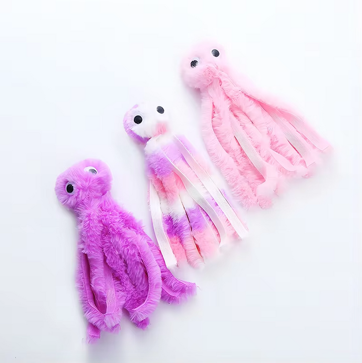 Catnip octopus plush toy, an engaging and soft toy for cats to bat and chase during playtime.