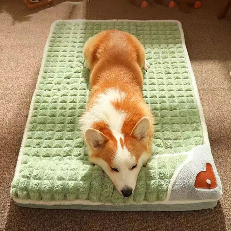 Faux fur dog bed for medium pets, washable and comfortable.