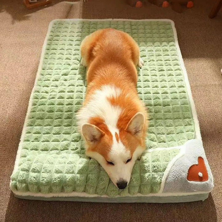 Faux fur dog bed for medium pets, washable and comfortable.