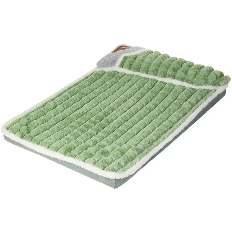Medium pet bed with a removable, washable faux fur cover.