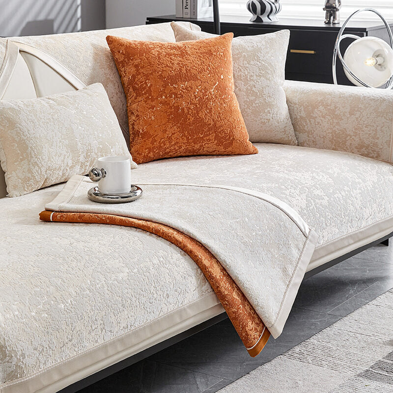 Packaged chenille anti-scratch sofa protector, ready for distribution, furniture protection