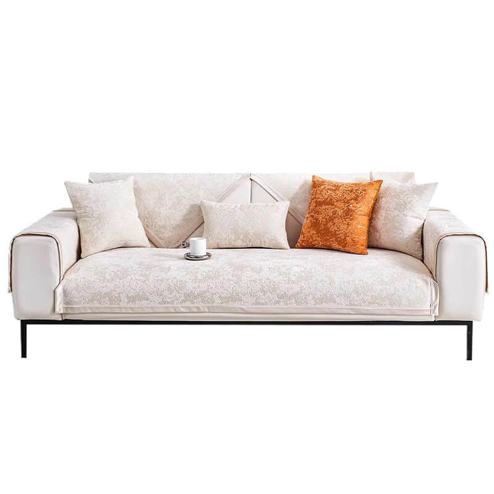 Chenille anti-scratch sectional cover in a family room, durable home decor and furniture protection