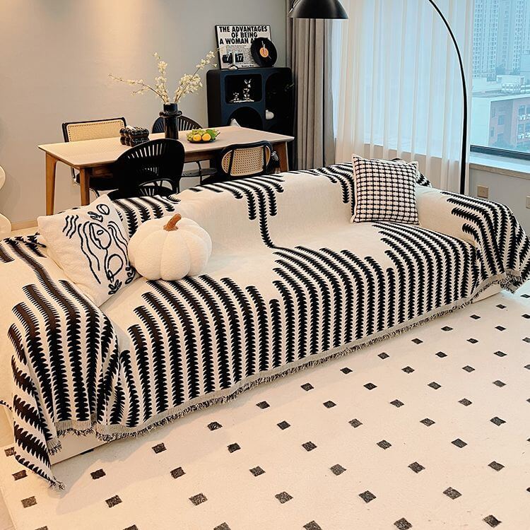 Soft chenille fabric double-sided sofa protector, all-season durability & stylish home decor.