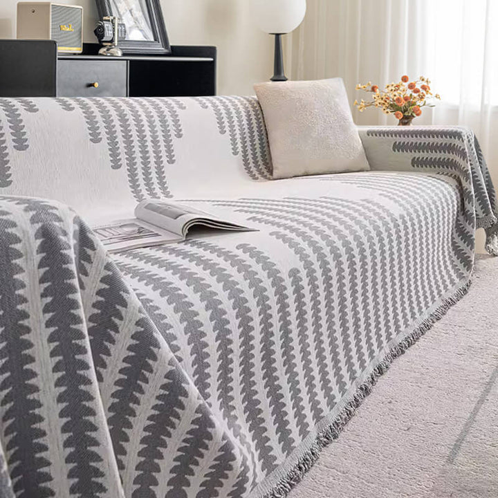 Elegant chenille couch cover, double-sided versatility & anti-scratch features for all seasons.