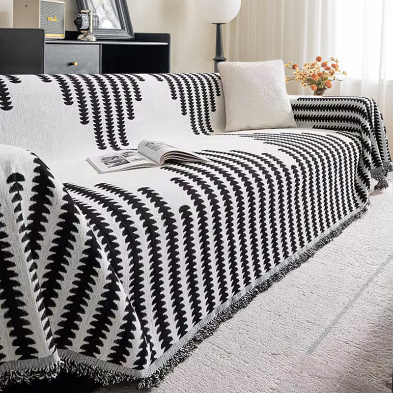 Stylish chenille sofa protector, reversible design for enhanced furniture protection & decor.