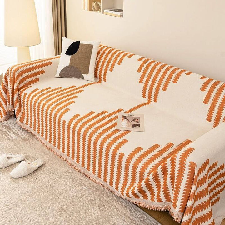 Plush chenille fabric couch cover, double-sided for convenience, anti-scratch sofa protection.