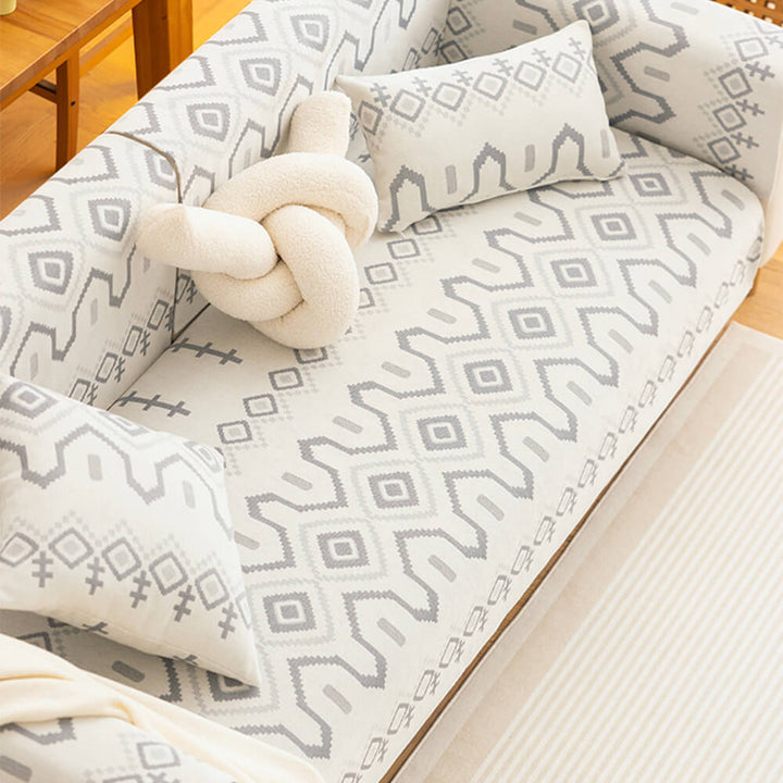 Breathable chenille fabric sectional couch cover, a soft sofa protector for pet-friendly living spaces.