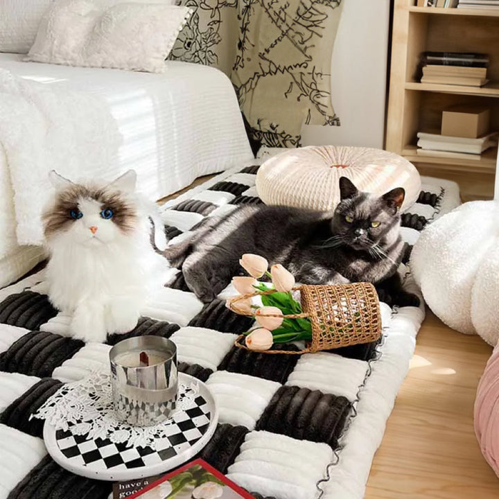 Side view of a non-slip pet mat, securely covering sofa arm and seat