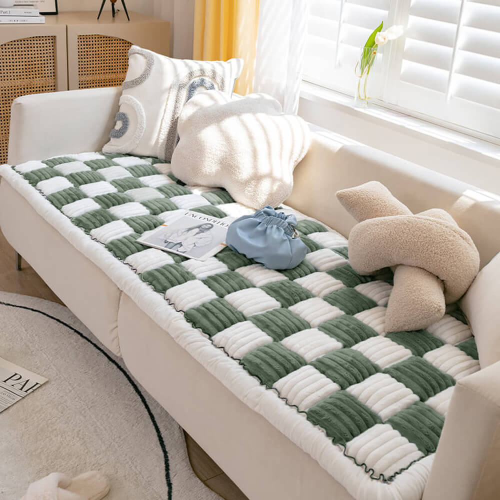 Durable pet furniture protector, chenille fabric for long-lasting use by dogs & cats